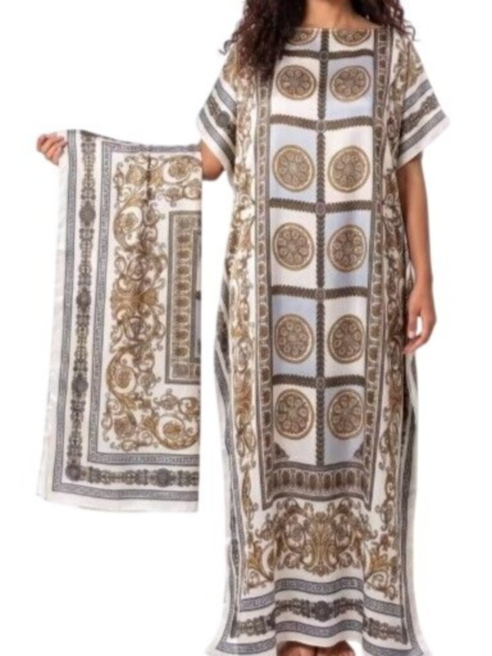 5X 4X 3X Kaftan Abaya Dashiki Elegant Muslim African maxi loose fit With Scarf
